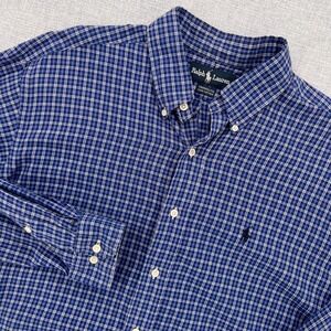 Ralph Lauren Yarmouth Plaid Button Down Shirt Men 16.5 35 XL Blue Cotton Prep